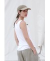 WHITE SLEEVELESS T-SHIRT