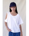 OPENED SHOULDER T-SHIRT IN WHITE