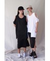 LONG T-SHIRT WITH OPEN SHOULDERS IN BLACK
