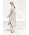 SILK DRESS WITH ADJUSTABLE STRAP IN SALVIA