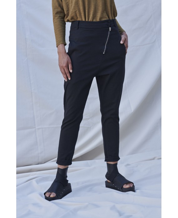 DISPLACED ZIPPER TROUSERS BLACK