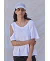 OPENED SHOULDER T-SHIRT IN WHITE
