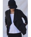 PLUSH FABRIC FITTED JACKET IN BLACK