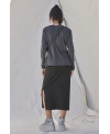 FALDA MIDI TEJIDO ELÁSTICO NEGRO