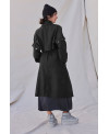 BLACK CASHMERE AND WOOL TRENCHCOAT