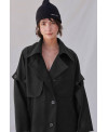 BLACK CASHMERE AND WOOL TRENCHCOAT