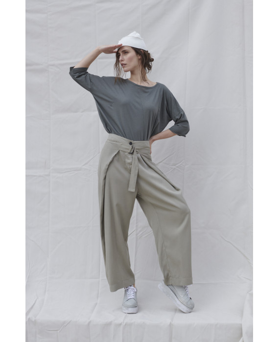 WIDE LED BELTED TROUSERS IN SALVIA
