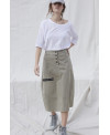 STONE ELASTIC SERGE SKIRT