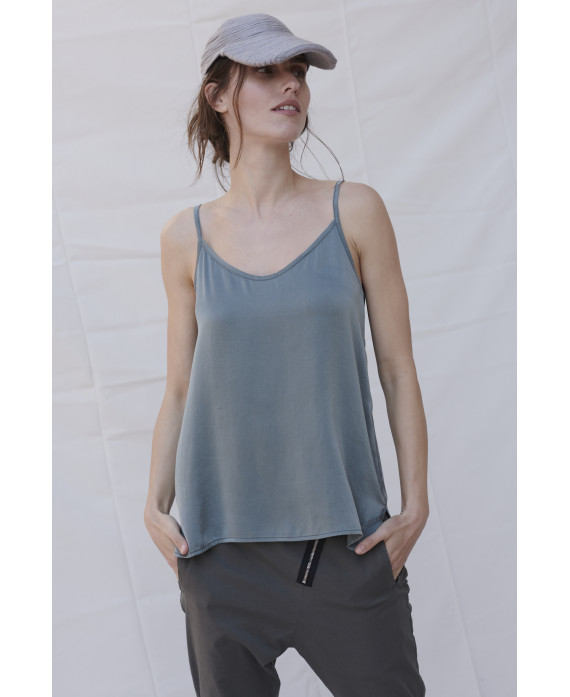 Silk cami in dark green
