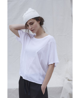 White combined fabrics T-shirt