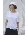 White combined fabrics T-shirt