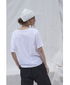 White combined fabrics T-shirt