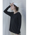 HOODED LONG SLEEVE T- SHIRT BLACK