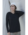 HOODED LONG SLEEVE T- SHIRT BLACK