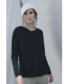 HOODED LONG SLEEVE T- SHIRT BLACK