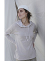 HOODED LONG SLEEVE T- SHIRT BEIGE