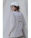 HOODED LONG SLEEVE T- SHIRT BEIGE