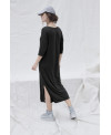 ELASTIC V-NECK DRESS BLACK