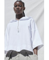 PLUSH HOODED 3/4 SLEEVES JUMPER IN WHITE