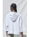 PLUSH HOODED 3/4 SLEEVES JUMPER IN WHITE