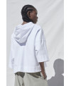 PLUSH HOODED 3/4 SLEEVES JUMPER IN WHITE