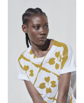 Printed Kiko T-shirt printed in mustard