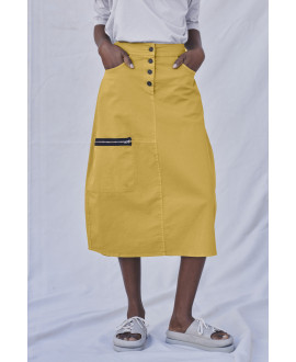 MUSTARD ELASTIC SERGE SKIRT