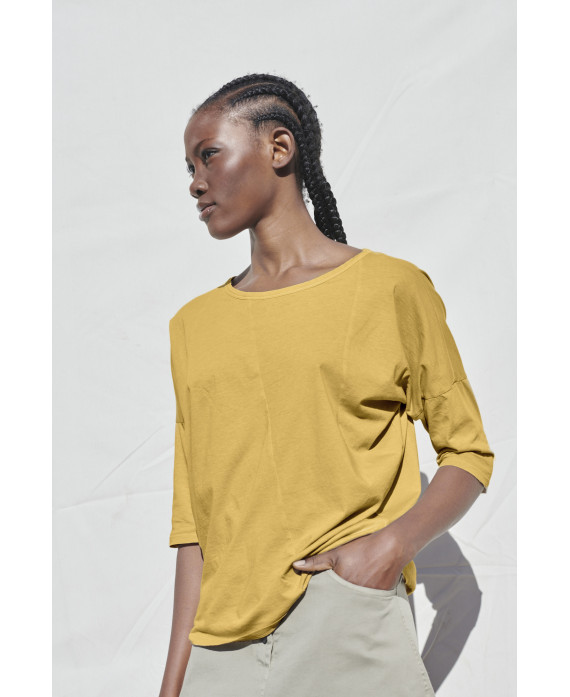 3/4 ICONIC T-SHIRT IN MUSTARD