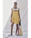 MUSTARD LYOCELL STRAPLESS DRESS