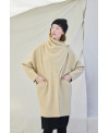 MAXI COLLAR BOILED WOOL COAT IN BEIGE