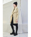 MAXI COLLAR BOILED WOOL COAT IN BEIGE