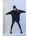 MAXI COLLAR BOILED WOOL COAT IN BLACK