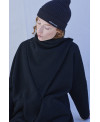 MAXI COLLAR BOILED WOOL COAT IN BLACK