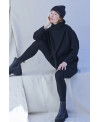 MAXI COLLAR BOILED WOOL COAT IN BLACK