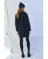 MAXI COLLAR BOILED WOOL COAT IN BLACK