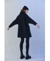 MAXI COLLAR BOILED WOOL COAT IN BLACK