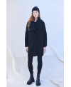 MAXI COLLAR BOILED WOOL COAT IN BLACK