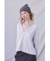 V-NECK OVERSIZE T-SHIRT IN STONE