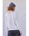 CAMISETA OVERSIZE DE CUELLO PICO COLOR PIEDRA