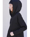 BLACK RAW EDGE HOODED