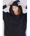 BLACK RAW EDGE HOODED