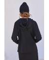 BLACK RAW EDGE HOODED