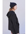 BLACK RAW EDGE HOODED