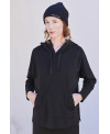 BLACK RAW EDGE HOODED