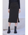 ELASTIC MIDI SKIRT IN BLACK