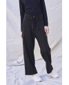 BLACK ELASTIC WAIST TROUSERS