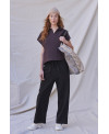 BLACK ELASTIC WAIST TROUSERS