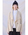 SHORT BOILED WOOL JACKET IN BEIGE