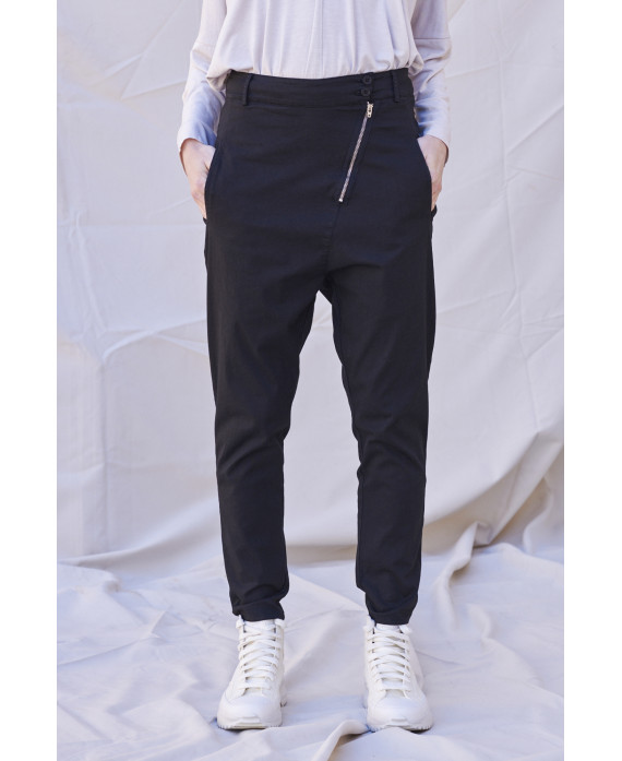 DISPLACED ZIPPER TROUSERS BLACK