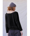 CAMISETA OVERSIZE DE CUELLO PICO EN NEGRO